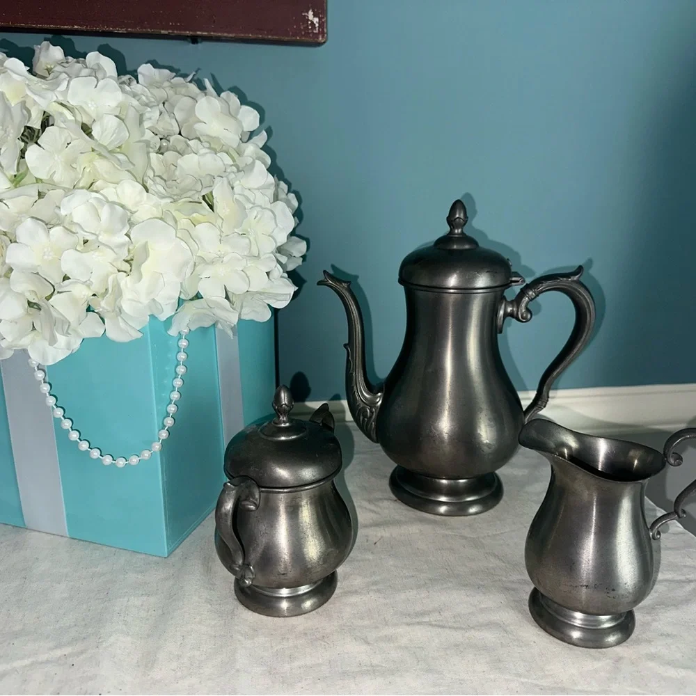 Preisner 1960’s Pewter “2062” Tea Set - Tea Pot, milk pot and sugar bowl.